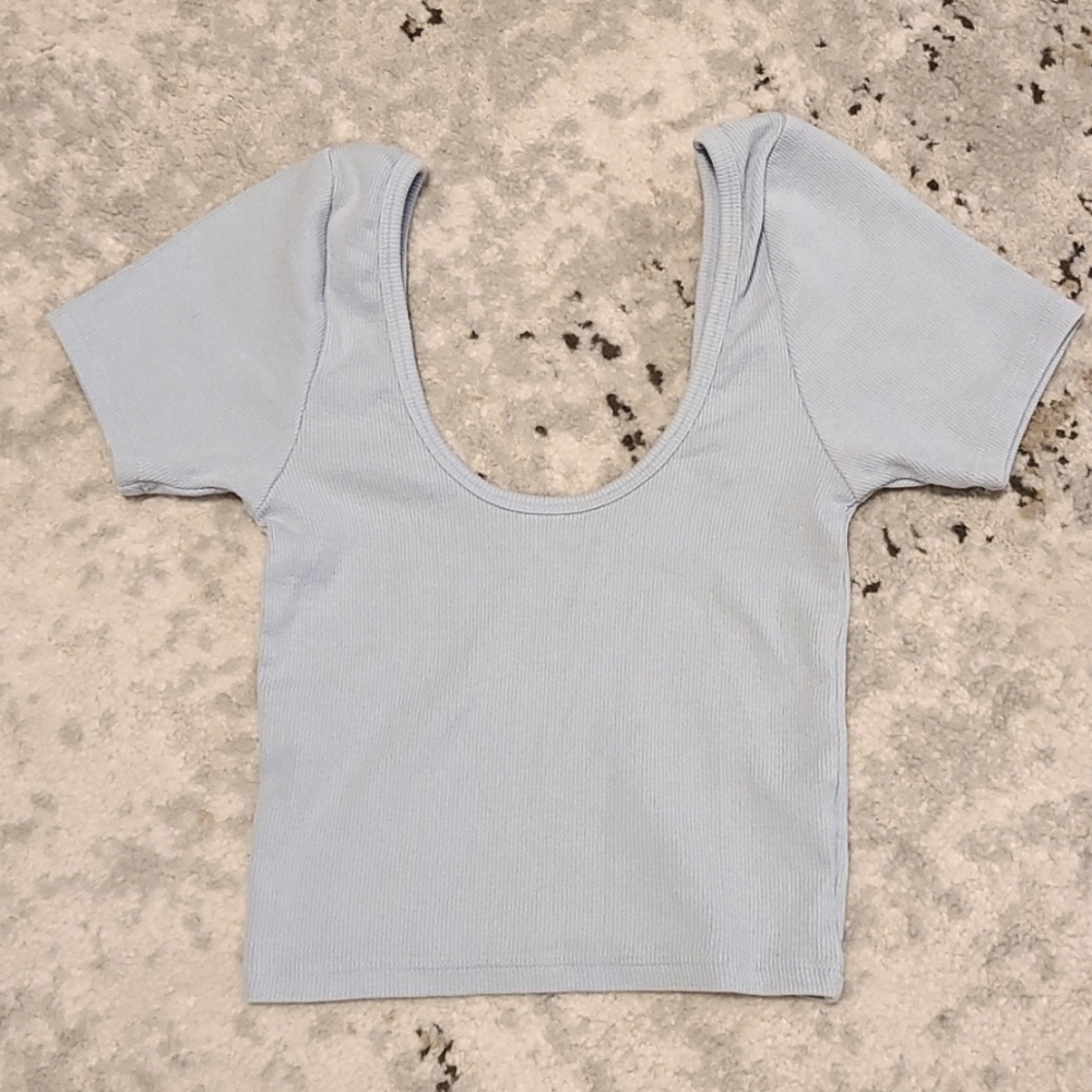 Baby Blue Fitted Crop Top